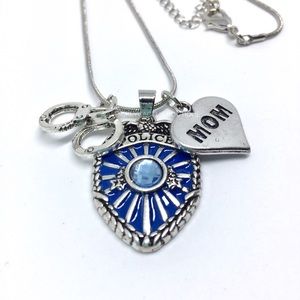 Police Mom Silver Blue Necklace Handcuff Badge New